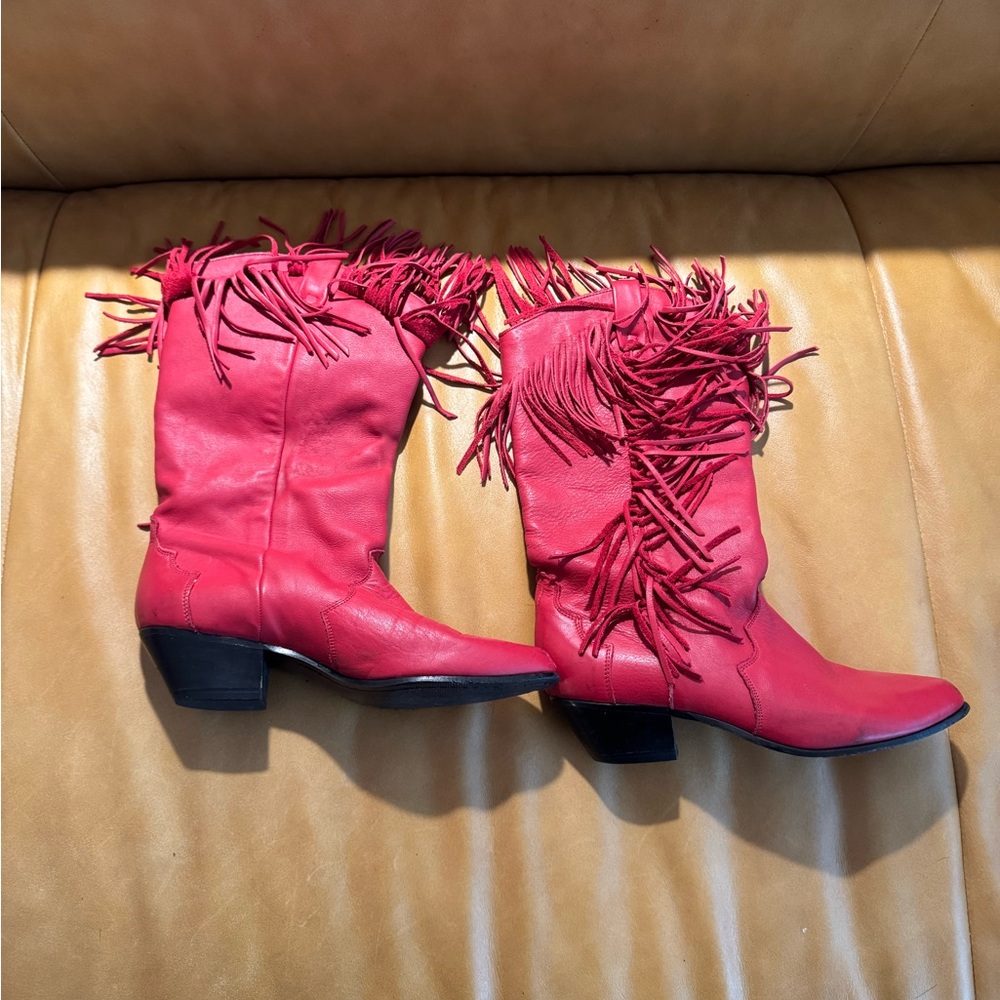 Red Fringe Western Boots